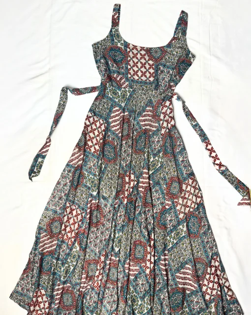 White Geometric-Print BSY Anarkali-Kurti-Top