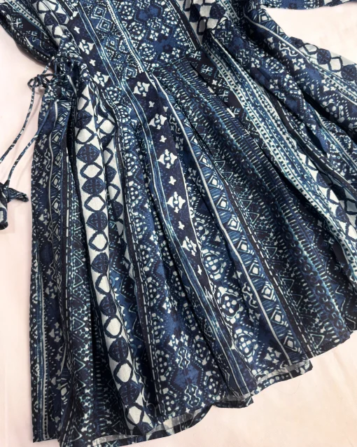 Blue Aztec-Print Cotton Kurti-Top - Image 3